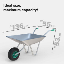 (65 litres) 65L 85L Wheelbarrow Heavy Duty Galvanised Home Garden Metal Cart Pneumatic Tyre