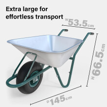 (85 Litres) 65L 85L Wheelbarrow Heavy Duty Galvanised Home Garden Metal Cart Pneumatic Tyre