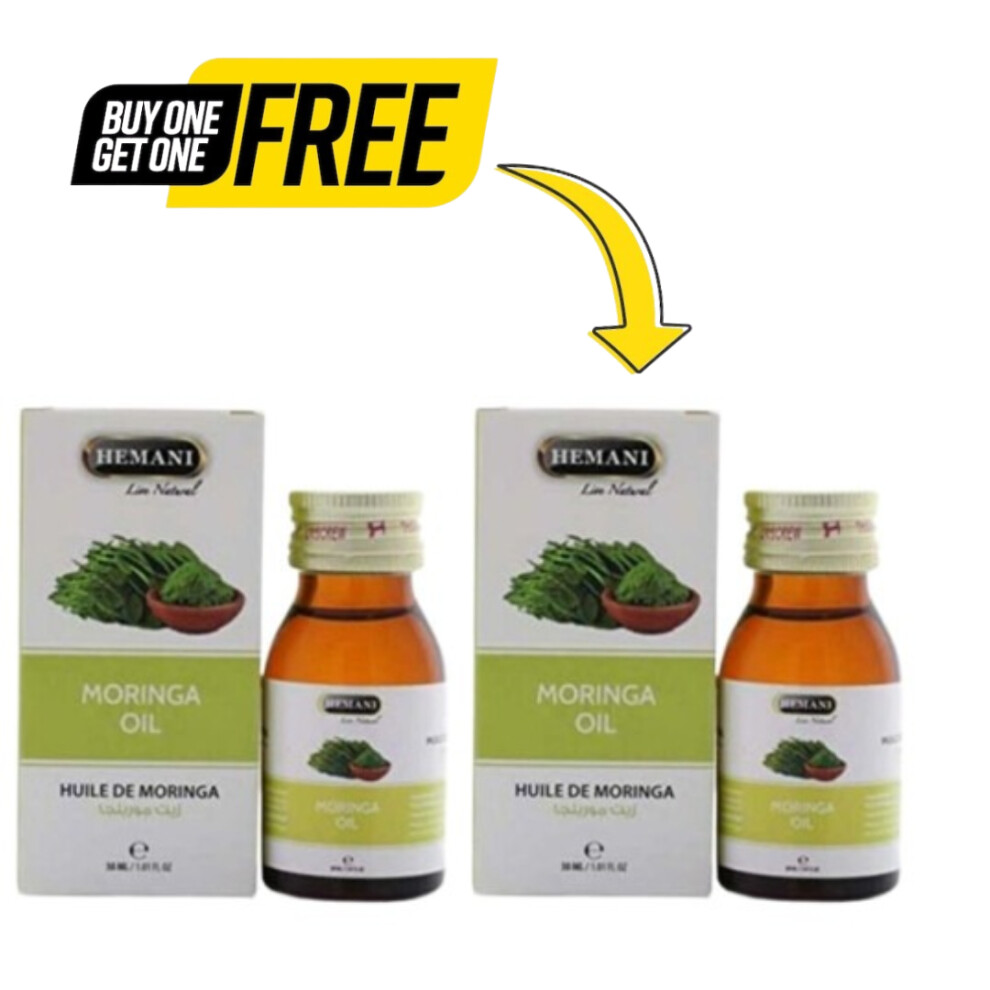 (PACK OF 2) Hemani Moringa Herbal Oil 30ml Reduces inflamation |Vitamin C |Natural Skin Moisturizer |Improve Scalp & Hair Health |Multipurpose Oil