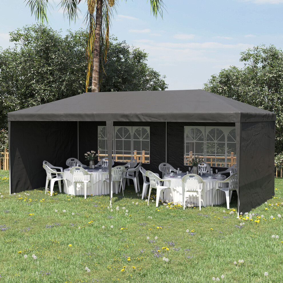 Outsunny 6M X 3M Garden Gazebo Marquee Canopy Party Tent Canopy Patio Dark/Grey