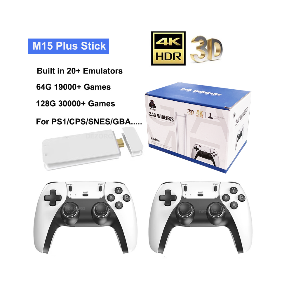 (64G 20K games) M15 Plus Game Stick Pro Mini TV Handheld Game Classic Game Emulator HD Output Gaming Retro Consola for