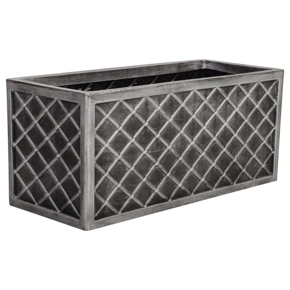 2 x Lazio Trough 70cm Long Rectangular Pewter Grey Plant Pot