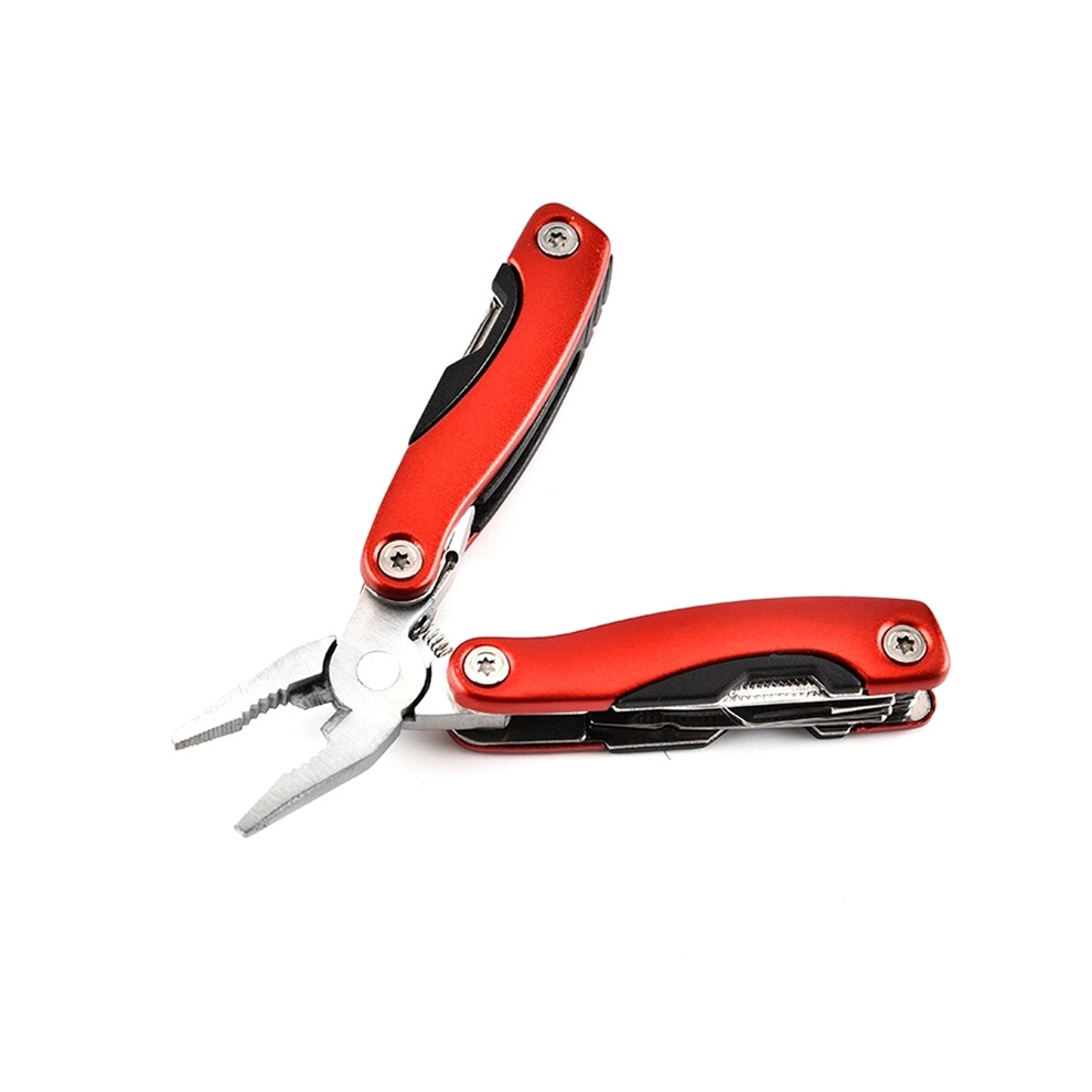 (Red) Stainless Steel Folding Pliers Functional Plier Hand Tools Plier Screwdriver Camping Gears Kit Outdoor Pocket Knife Multi-Tool