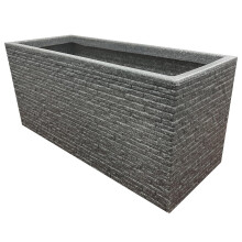 2 x Brick Slate Effect 60cm Grey Lightweight Rectangular Plant Pot