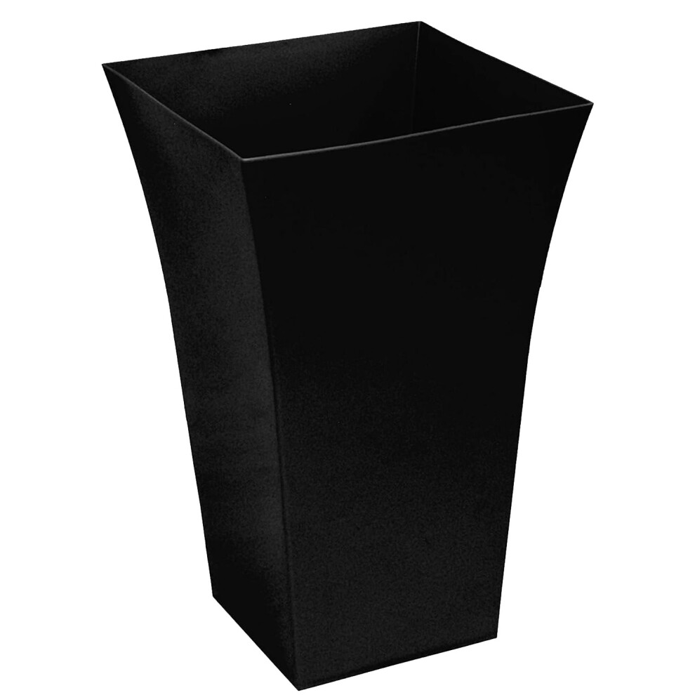 2 x Black Tall Large Plastic Contemporary Garden Patio Milano Planter