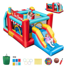 Inflatable Bounce House 5-in-1 Ice Cream Jumping Castle (Without Blower)