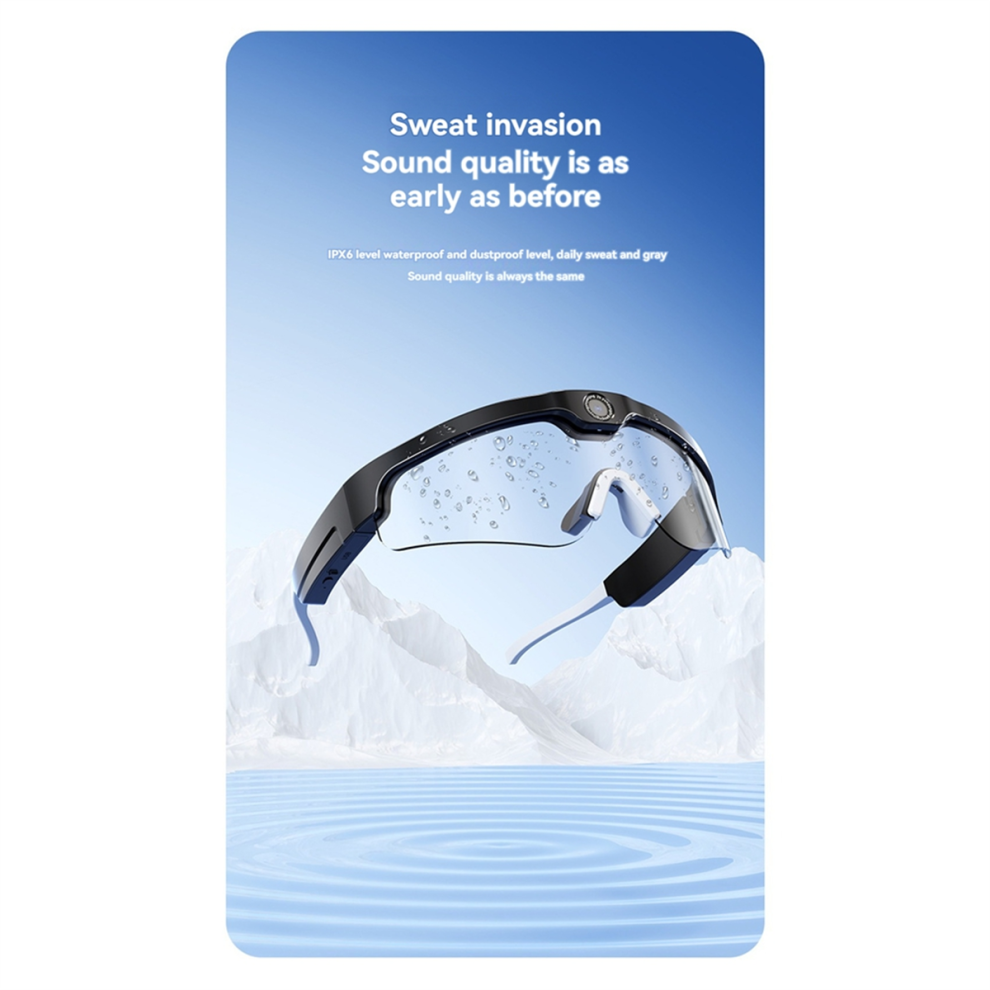 Occhiali Da Sole Sportivi Intelligenti Con Bluetooth E Telecamera, Montatura Nera