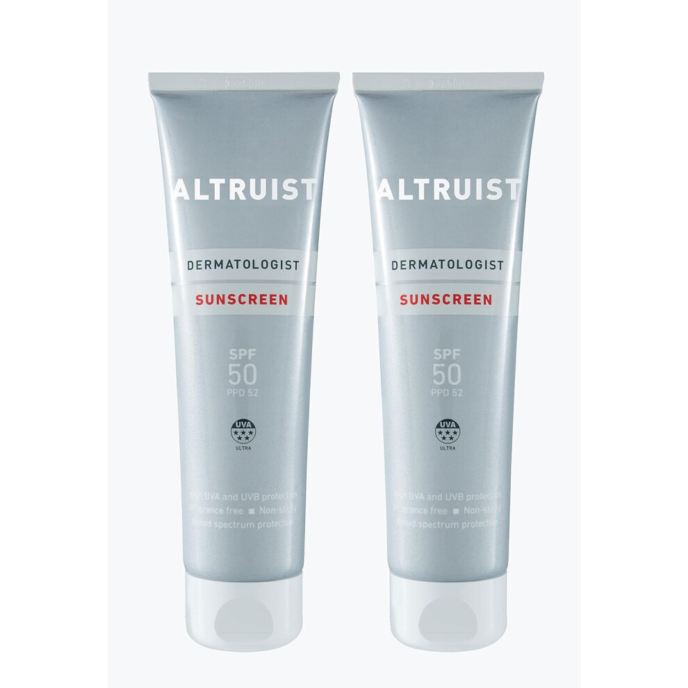 ALTRUIST. Dermatologist Sunscreen SPF 50 Superior 5-star UVA protection by Dr Andrew Birnie, suitable for sensitive skin 2 Count ( Pack of 1)