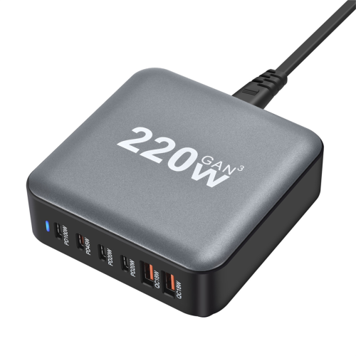 New 220W GaN Desktop Charger 6-port USB Type C PD Charger EU PLUG 1