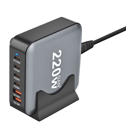 New 220W GaN Desktop Charger 6-port USB Type C PD Charger EU PLUG 2