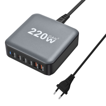 New 220W GaN Desktop Charger 6-port USB Type C PD Charger EU PLUG