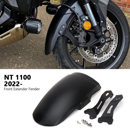 NT1100 Front Mudguard Extension (265mm) - Black Plastic Shield for Exhaust, Engine & Radiator Protection (2022-2024) 2