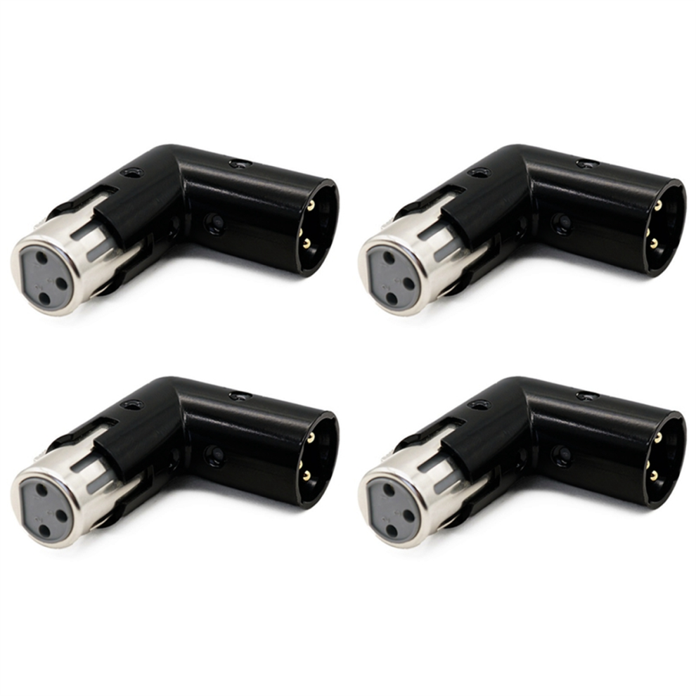 4Pcs 3Pin Xlr Angle Adapter Male To Female Xlr 90 Degree Adapter 4851765091699