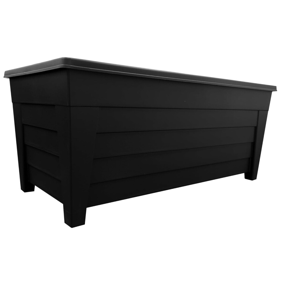 2 x Large Long 55cm Black Grosvenor Trough Flower Garden Planter