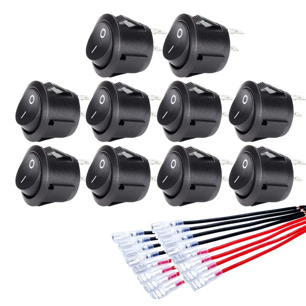 10Pc On/Off Round Rocker Switch Mini Toggle Switch 2 Pin Spst Button 4851765043650