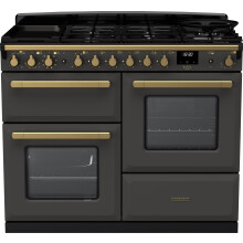 Rangemaster Estel Deluxe 110cm Dual Fuel Range Cooker - Slate / Antique Brass - A/A Rated