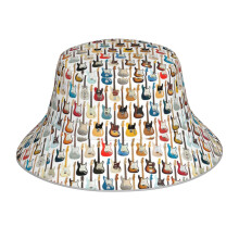 (Vintage Fender Guitar Collection_5013) Bucket Hat Reversible Reflective for Men Women - UV50+ Sun Protection Double-Sided Fishing Hat with 360 Safety Strips Summer Outdoor