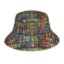 (Vintage Superhero Comic Book Collection Pattern 3_6010) Bucket Hat Reversible Reflective for Men Women - UV50+ Sun Protection Double-Sided Fishing Hat with 360 Safety Strips Summer Outdoor