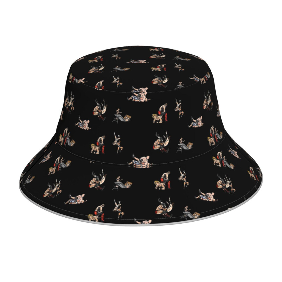 (Wrestling Pack_6178) Bucket Hat Reversible Reflective for Men Women - UV50+ Sun Protection Double-Sided Fishing Hat with 360 Safety Strips Summer Outdoor