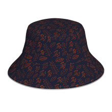 (Rust Leaves And Branches On Dark Blue_5882) Bucket Hat Reversible Reflective for Men Women - UV50+ Sun Protection Double-Sided Fishing Hat with 360 Safety Strips Summer Outdoor