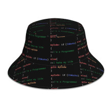 (Programmer Designs_4691) Bucket Hat Reversible Reflective for Men Women - UV50+ Sun Protection Double-Sided Fishing Hat with 360 Safety Strips Summer Outdoor