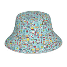 (Proud To Be A Nurse Surface Pattern Design Blue_4644) Bucket Hat Reversible Reflective for Men Women - UV50+ Sun Protection Double-Sided Fishing Hat with 360 Safety Strips Summer Outdoor