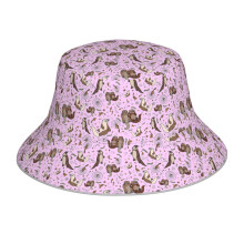 (Otters In Pink_9635) Bucket Hat Reversible Reflective for Men Women - UV50+ Sun Protection Double-Sided Fishing Hat with 360 Safety Strips Summer Outdoor