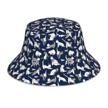 (Origami Kitten Friends Blue Navy Paper Cats_22423) Bucket Hat Reversible Reflective for Men Women - UV50+ Sun Protection Double-Sided Fishing Hat with 360 Safety Strips Summer Outdoor