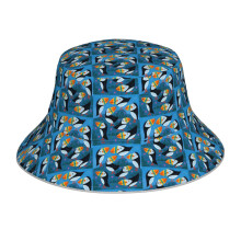 (Puffins_6437) Bucket Hat Reversible Reflective for Men Women - UV50+ Sun Protection Double-Sided Fishing Hat with 360 Safety Strips Summer Outdoor