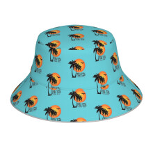(PURA VIDA Costa Rica Sun Palm Trees Sunset_14517) Bucket Hat Reversible Reflective for Men Women - UV50+ Sun Protection Double-Sided Fishing Hat with 360 Safety Strips Summer Outdoor