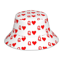 (Queen Of Hearts Playing Card - Magician Poker Player_5716) Bucket Hat Reversible Reflective for Men Women - UV50+ Sun Protection Double-Sided Fishing Hat with 360 Safety Strips Summer Outdoor