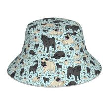 (Pug Life_9308) Bucket Hat Reversible Reflective for Men Women - UV50+ Sun Protection Double-Sided Fishing Hat with 360 Safety Strips Summer Outdoor