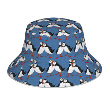 (Puffin Pair Blue_6510) Bucket Hat Reversible Reflective for Men Women - UV50+ Sun Protection Double-Sided Fishing Hat with 360 Safety Strips Summer Outdoor