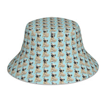 (Pug Dog Illustration_9001) Bucket Hat Reversible Reflective for Men Women - UV50+ Sun Protection Double-Sided Fishing Hat with 360 Safety Strips Summer Outdoor