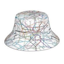 (London AllRail Map _2006) Bucket Hat Reversible Reflective for Men Women - UV50+ Sun Protection Double-Sided Fishing Hat with 360 Safety Strips Summer Outdoor