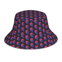 (LGBT Pride Melting Skull - Bi Flag_4819) Bucket Hat Reversible Reflective for Men Women - UV50+ Sun Protection Double-Sided Fishing Hat with 360 Safety Strips Summer Outdoor