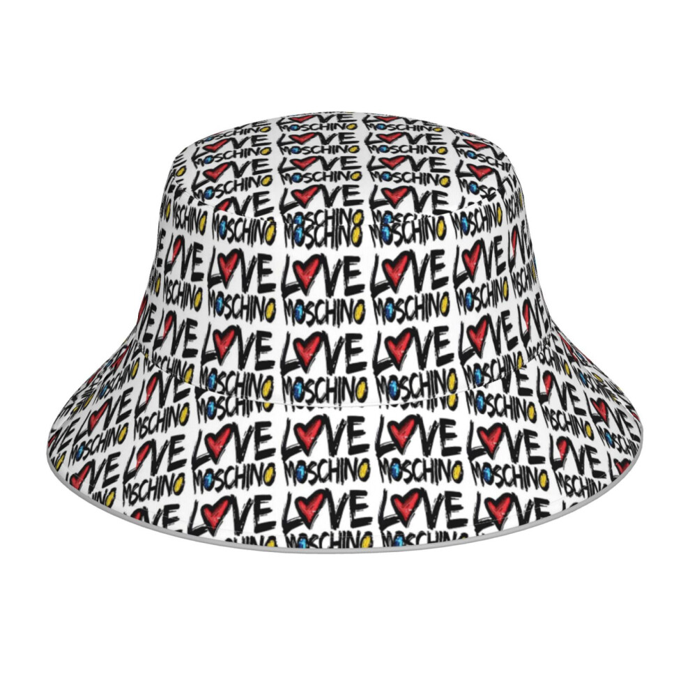 (LOVE MOSCHINO LOGO_4928) Bucket Hat Reversible Reflective for Men Women - UV50+ Sun Protection Double-Sided Fishing Hat with 360 Safety Strips Summer Outdoor