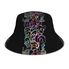 (Graphic Futu Cartoons Characters_9270) Bucket Hat Reversible Reflective for Men Women - UV50+ Sun Protection Double-Sided Fishing Hat with 360 Safety Strips Summer Outdoor