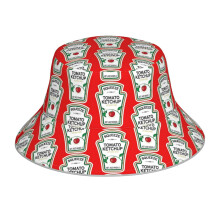 (Funny Ketchup Label_4413) Bucket Hat Reversible Reflective for Men Women - UV50+ Sun Protection Double-Sided Fishing Hat with 360 Safety Strips Summer Outdoor