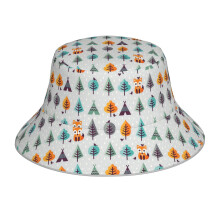 (Fox In The Forest - On Gray_12130) Bucket Hat Reversible Reflective for Men Women - UV50+ Sun Protection Double-Sided Fishing Hat with 360 Safety Strips Summer Outdoor