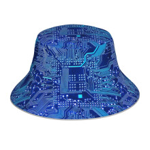 (Electronics Circuit On PCB Printed Circuit Board_5239) Bucket Hat Reversible Reflective for Men Women - UV50+ Sun Protection Double-Sided Fishing Hat with 360 Safety Strips Summer Outdoor