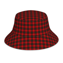 (Clan Wallace Tartan Classic Red And Black Plaid_5455) Bucket Hat Reversible Reflective for Men Women - UV50+ Sun Protection Double-Sided Fishing Hat with 360 Safety Strips Summer Outdoor