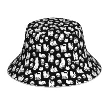 (Cats And Skulls Pattern_10843) Bucket Hat Reversible Reflective for Men Women - UV50+ Sun Protection Double-Sided Fishing Hat with 360 Safety Strips Summer Outdoor