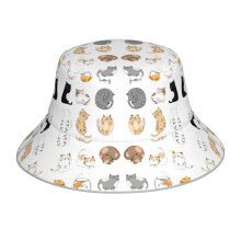 (Cats Lover_9641) Bucket Hat Reversible Reflective for Men Women - UV50+ Sun Protection Double-Sided Fishing Hat with 360 Safety Strips Summer Outdoor