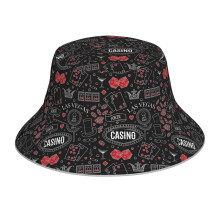 (Casino Theme. Seamless Pattern With Decorative Elements On Chalkboard. Gambling Symbols. _11211) Bucket Hat Reversible Reflective for Men Women - UV50+ Sun Protection Double-Sided Fishing Hat with 360 Safety Strips Summer Outdoor
