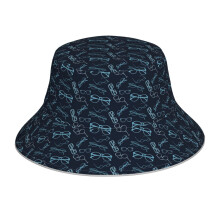(Blue Glasses_7220) Bucket Hat Reversible Reflective for Men Women - UV50+ Sun Protection Double-Sided Fishing Hat with 360 Safety Strips Summer Outdoor