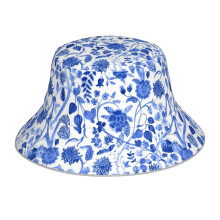 (Blue Chinoiserie Blue And White Floral Blue Toile _7769) Bucket Hat Reversible Reflective for Men Women - UV50+ Sun Protection Double-Sided Fishing Hat with 360 Safety Strips Summer Outdoor