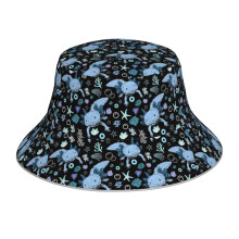 (Blue Axolotl Coral Pattern_5006) Bucket Hat Reversible Reflective for Men Women - UV50+ Sun Protection Double-Sided Fishing Hat with 360 Safety Strips Summer Outdoor