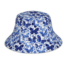 (Blue Butterflies_7756) Bucket Hat Reversible Reflective for Men Women - UV50+ Sun Protection Double-Sided Fishing Hat with 360 Safety Strips Summer Outdoor