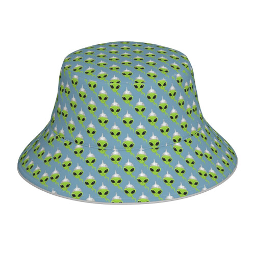 (Alien Wearing Tin Foil Hat_4213) Bucket Hat Reversible Reflective for ...